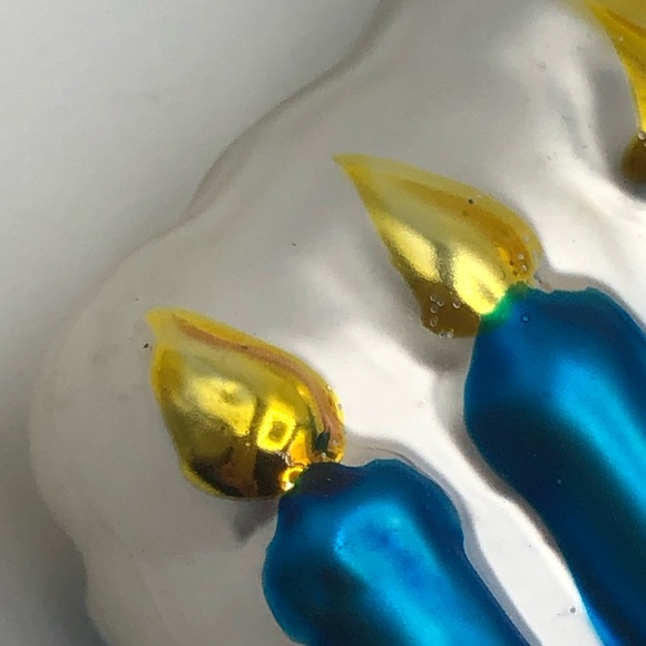 NWOT Noble Blue and Silver Hanukkah Lights Menorah Glass Ornament, 5", - Picture 11 of 12